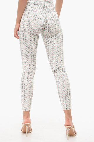 Leggings in Misto Cotone con Motivo Floreale