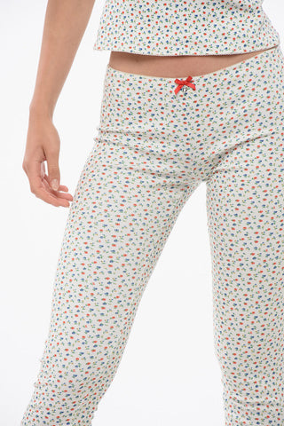 Leggings in Misto Cotone con Motivo Floreale