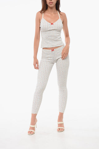 Leggings in Misto Cotone con Motivo Floreale