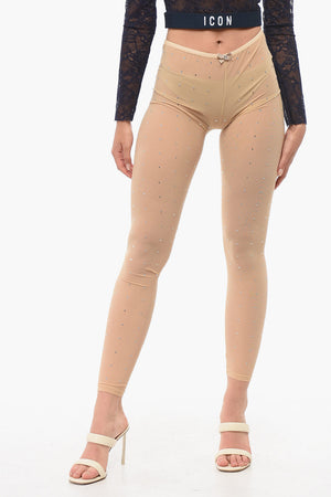 Sheer Nylon Tights with All-Over Crystals