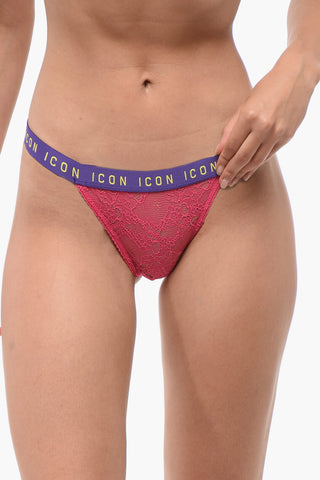 Lace ICON Thong with Logoed Band