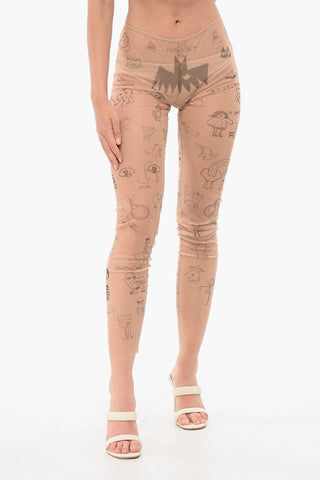 Tattoo Patterned Mesh Collant