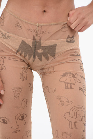 Tattoo Patterned Mesh Collant