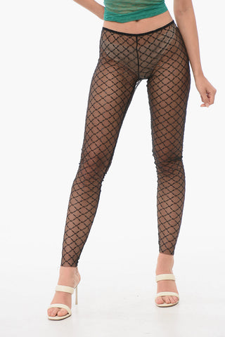 Sequin-Embroidered Mesh Tights