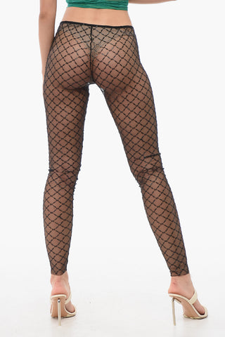 Sequin-Embroidered Mesh Tights