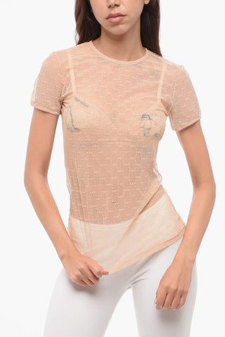 Short-sleeved Monogram Lace Top