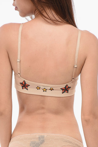 Tattoo Patterned Mesh Bra