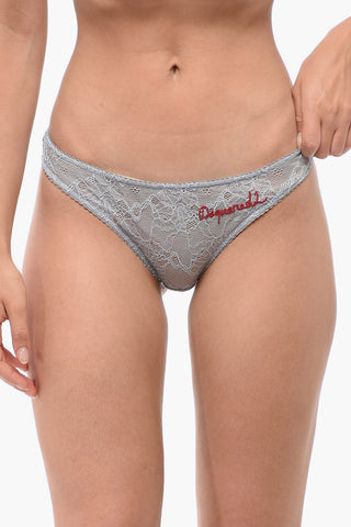 Lace Slip with Logo Embroidery