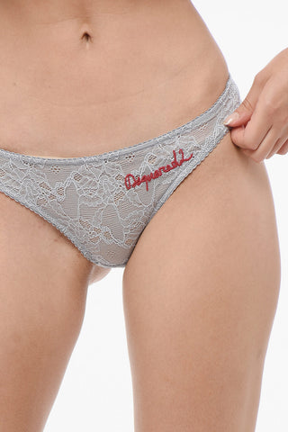 Lace Slip with Logo Embroidery