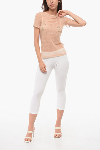 Short-sleeved Monogram Lace Top