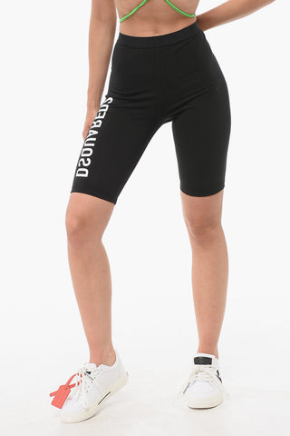 Cotton Stretch Cycling Shorts with Side Logo