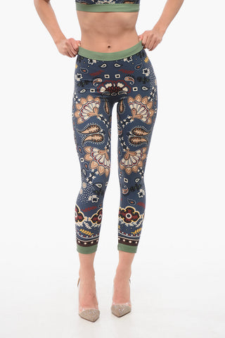 Bandana Motif Leggings with Drawstring Waist