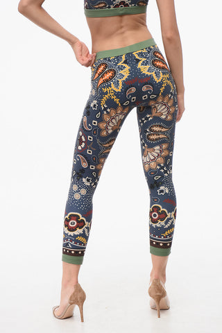 Bandana Motif Leggings with Drawstring Waist