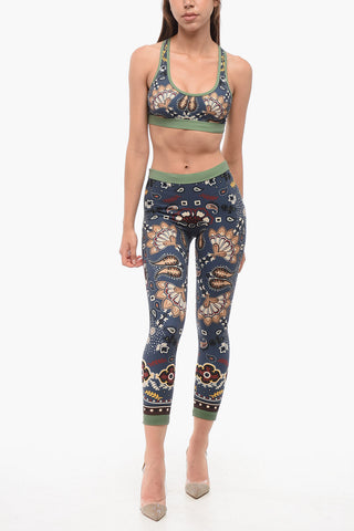 Bandana Motif Leggings with Drawstring Waist