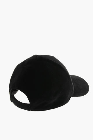 Cappello da Baseball in Velour con Logo Ricamato