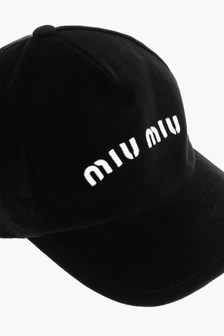 Cappello da Baseball in Velour con Logo Ricamato