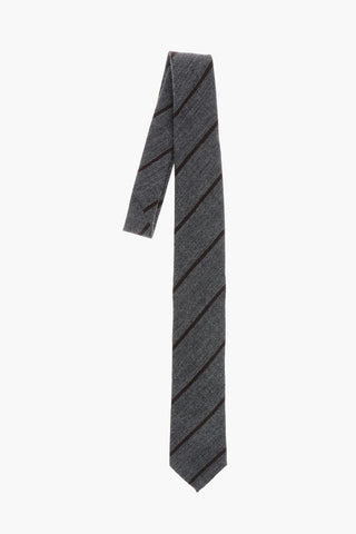 Cravatta in Cashmere con Motivo a Righe Trasversali