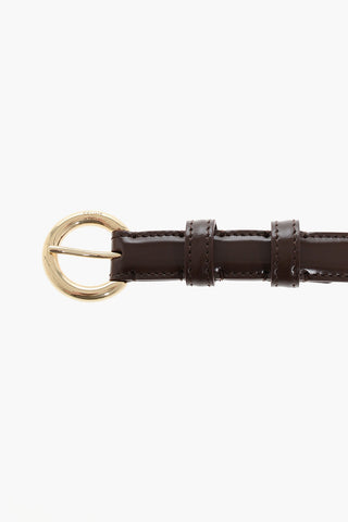 Slim Leather Belt with Brass Buckle 20mm