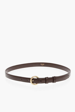 Slim Leather Belt with Brass Buckle 20mm