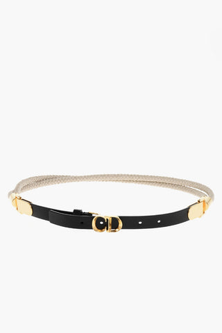 Leather CD Slim Belt with Rope Detail 20mm