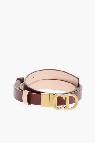 Leather Slim Belt with Logoed Buckle 20mm