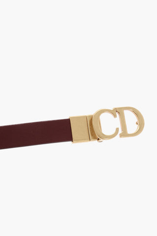 Leather Slim Belt with Logoed Buckle 20mm