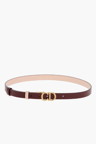 Leather Slim Belt with Logoed Buckle 20mm