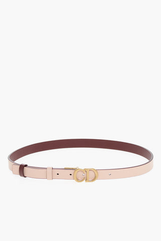 Leather Slim Belt with Logoed Buckle 20mm