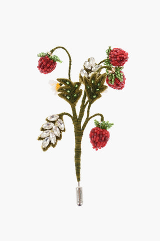 Brooch with Floral Design Embellished with Rhinestones and Beads