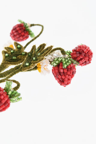 Brooch with Floral Design Embellished with Rhinestones and Beads