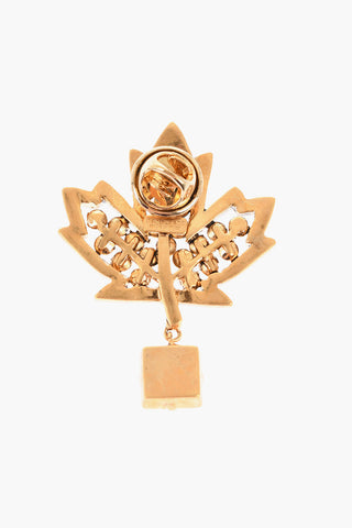 Metal CANADIAN LEAF Pin Embellished with Beads