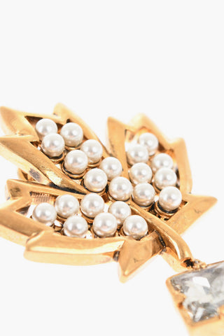 Metal CANADIAN LEAF Pin Embellished with Beads