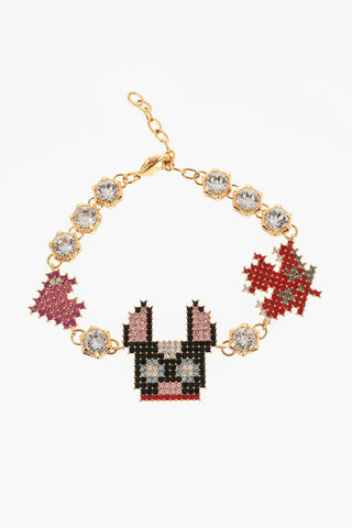 Metal GAMING Bracelet Embellished with Rhinestones