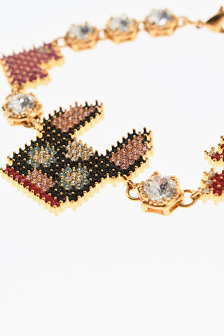 Metal GAMING Bracelet Embellished with Rhinestones