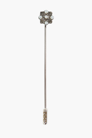 Metal Pin with Rhinestone Detail