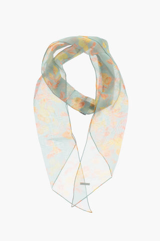 Floral Patterned Chiffon Foulard