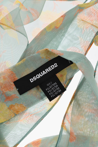 Floral Patterned Chiffon Foulard