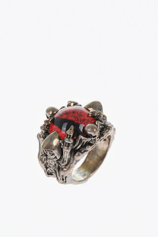 Metallring SKELETON CLAW EYE mit Harzdetail