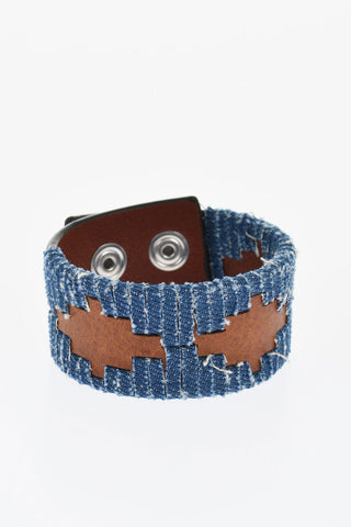 Leather Bracelet with Denim Trims