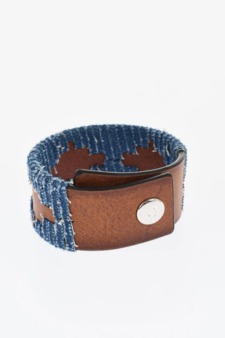 Leather Bracelet with Denim Trims