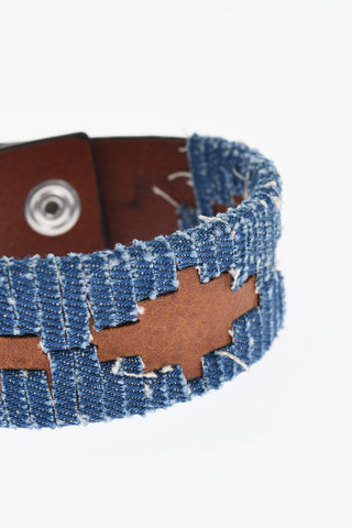 Leather Bracelet with Denim Trims