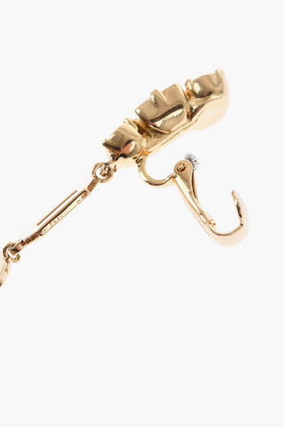 Golden Effect Metal Single Earring with D2 Lettering Pendant
