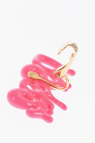 Metal Clip-On Single Earring with Enamelled Logo