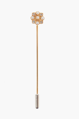 Metal Pin with Rhinestone Detail