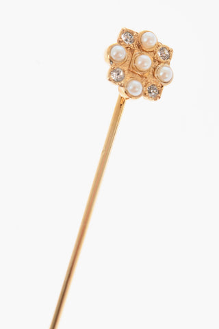 Metal Pin with Rhinestone Detail