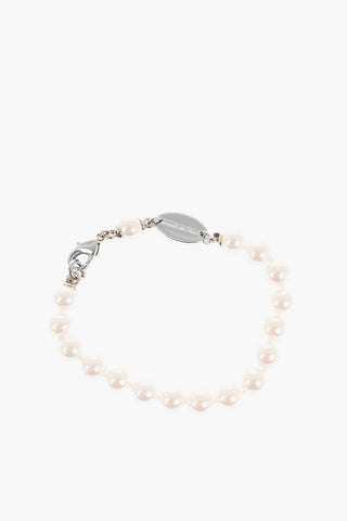 Beaded Bracelet with Silver-Tone Logo