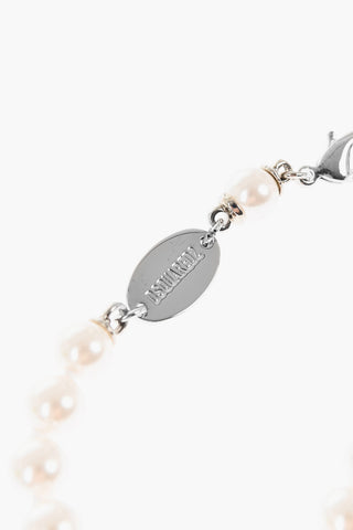 Beaded Bracelet with Silver-Tone Logo