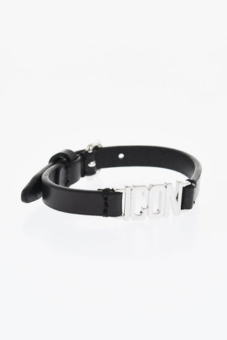 Leather ICON CLUBBING Bracelet with Metal Detail