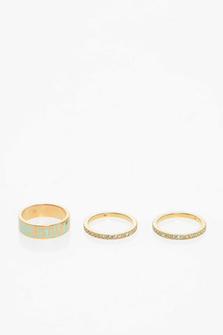 Set 3 Anelli CODE in Ottone Smaltato con Swarovski