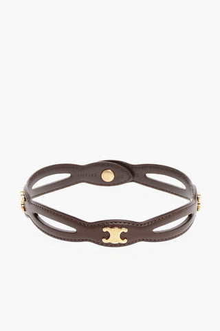 Leather Choker with Metal Logo